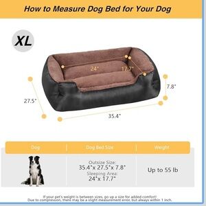 XL Dog Bed for Large Dogs – Soft Calming Washable Black and Brown(New)